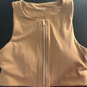 Offline By Aerie Sport Bra Top Zip Front Brown Size XS Active Stretch Yoga